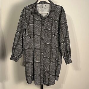 EUC Spoon Love Beyond Words Novel Text Print Button Front Shirt Dress 1X